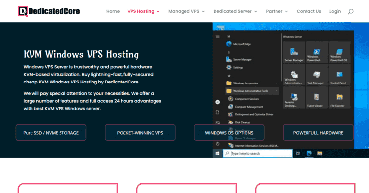 dedicatedcore windows hosting vps