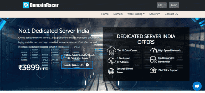 domainracer dedicated server hosting in india