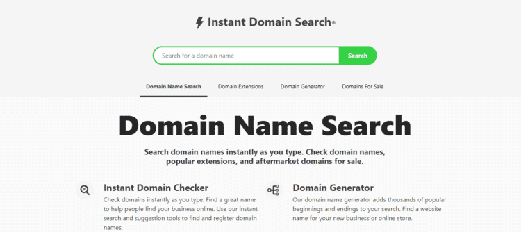 instant domain search good website names ideas